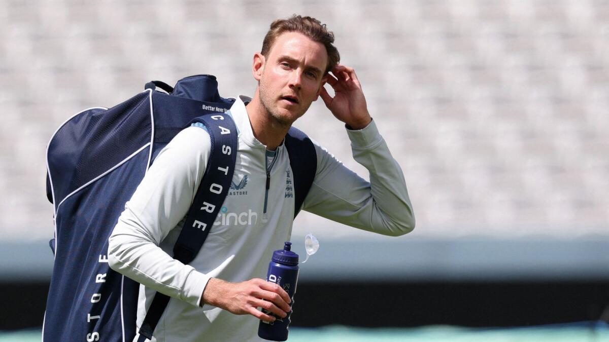 England's Stuart Broad arrives for a practice session at Lord's in London on Tuesday. — AFP
