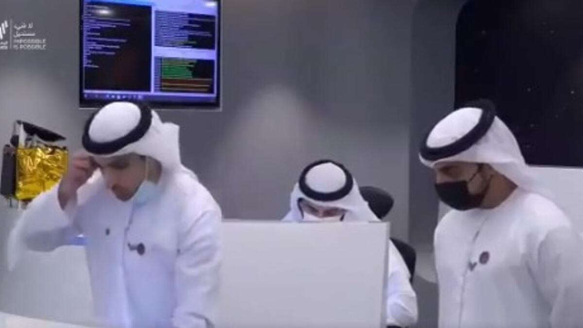 Omran Sharaf at the Hope mission ground control room in Dubai. - (Screengrab from video)