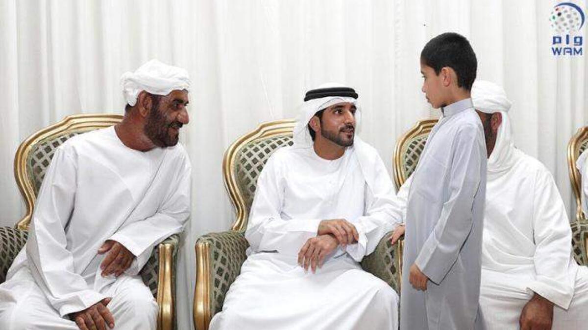 Shaikh Hamdan visits UAE martyr Rashid Al Habsis family