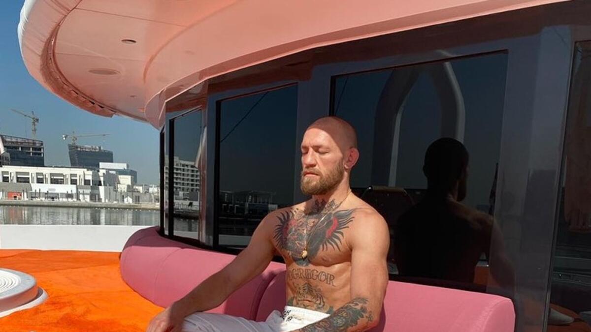 Irish superstar Conor McGregor meditates on the Fight Island in Abu Dhabi. (Supplied photo)