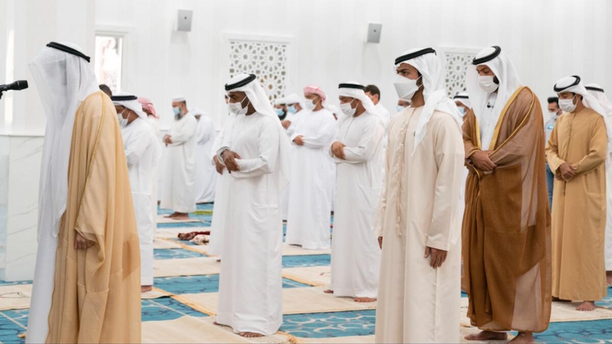 Sheikh Khalifa bin Tahnoon joined worshippers in offering the Friday prayers. — Wam