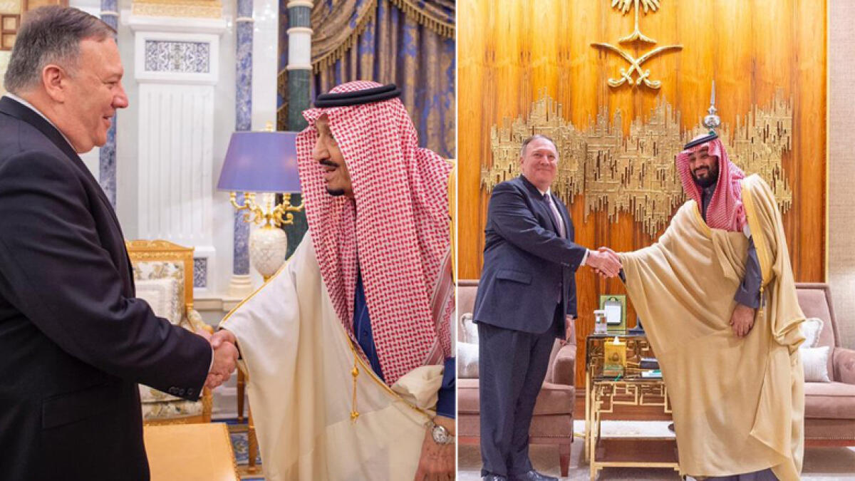 us secretary pompeo, meet, saudi king, crown prince, america, trump, saudi