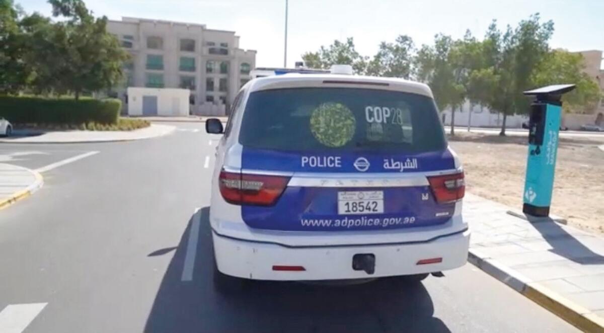 The Abu Dhabi Police General Headquarters has decorated 150 patrols with the official logo of COP28.-Photo: WAM