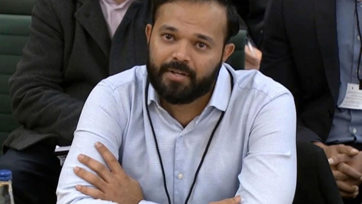 Azeem Rafiq gives evidence during a parliamentary hearing at the Digital, Culture, Media and Sport (DCMS) committee on sport governance in London on November 16. — AP