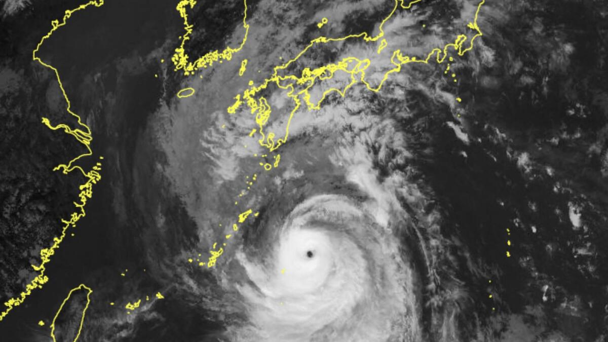 Satellite imagery shows Typhoon Nanmadol located near the southern remote islands of Japan.  AFP