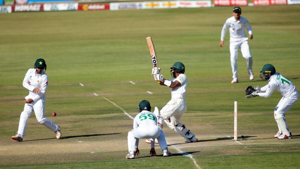Zimbabwe batsman Regis Chakabva plays a shot during the second Test against  Pakistan  at Harare Sports Club. — AP