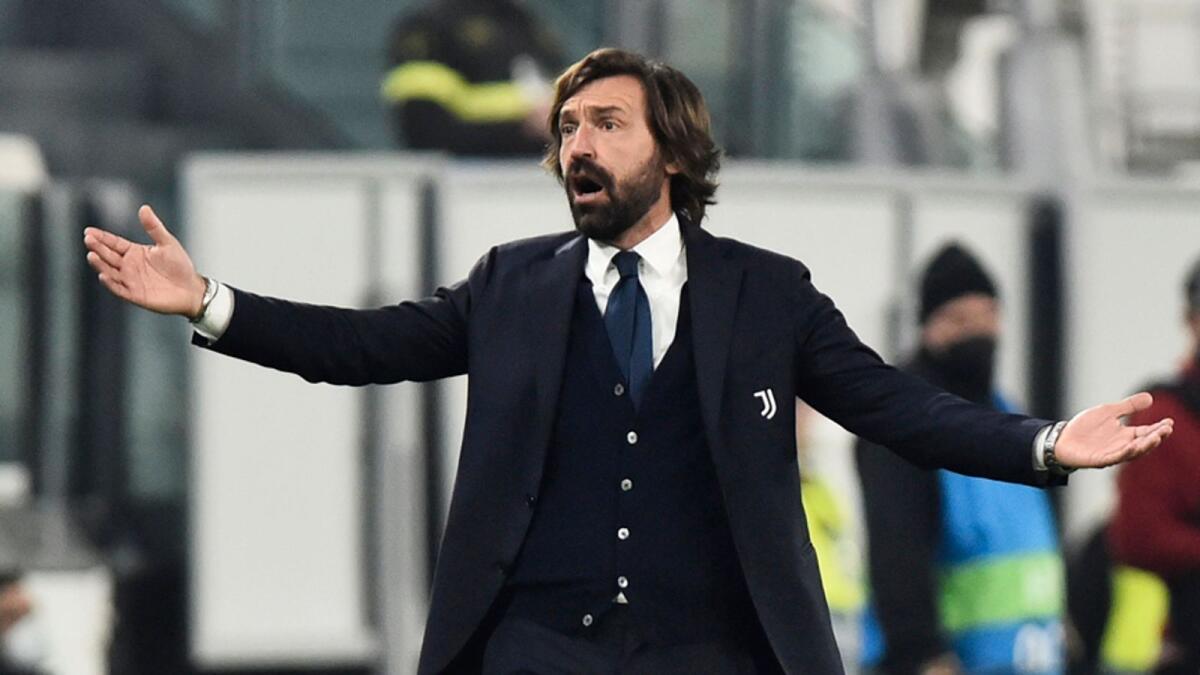 Juventus coach Andrea Pirlo reacts Soccer during the Champions League - Round of 16 Second Leg against Porto. — Reuters