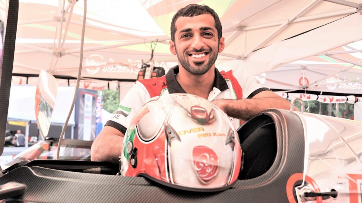 Team Abu Dhabi’s Rashed Al Qemzi after taking pole position. — Supplied photo