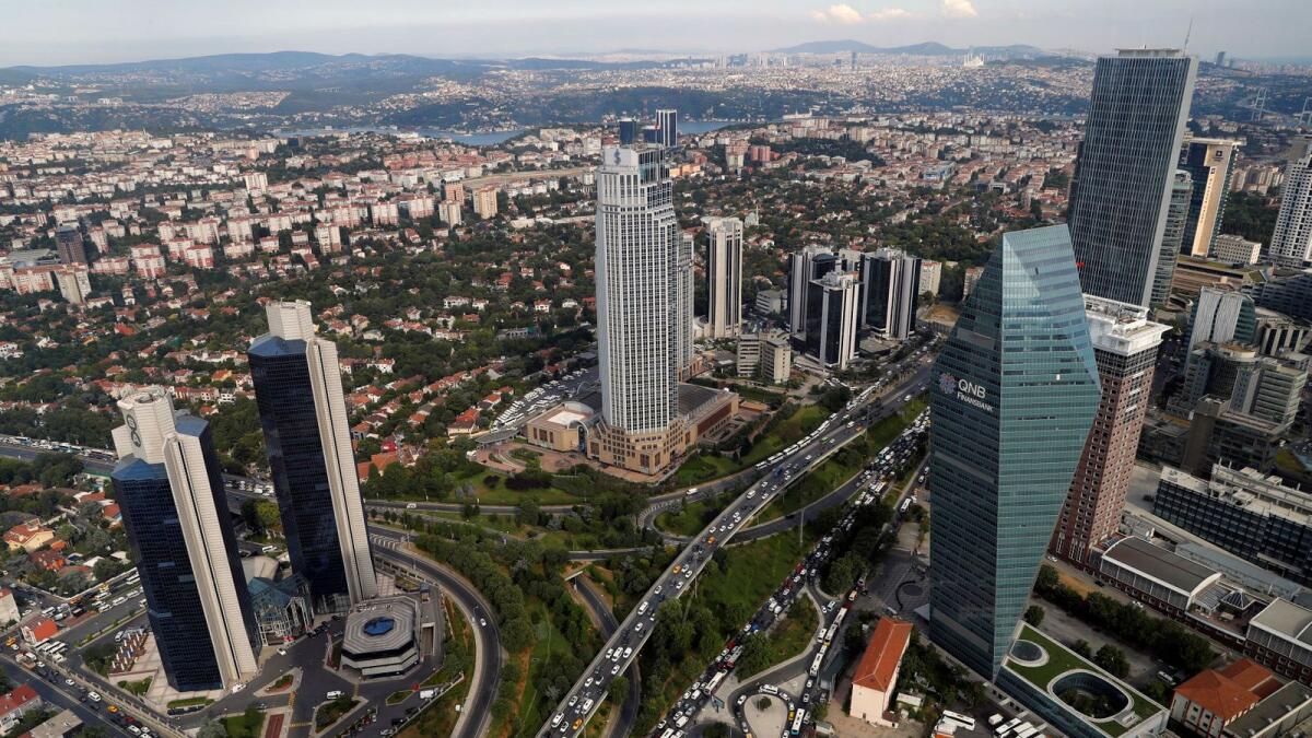 Bussiness and financial district of Levent, which comprises banks' headquarters and popular shopping malls, is pictured in Istanbul.
