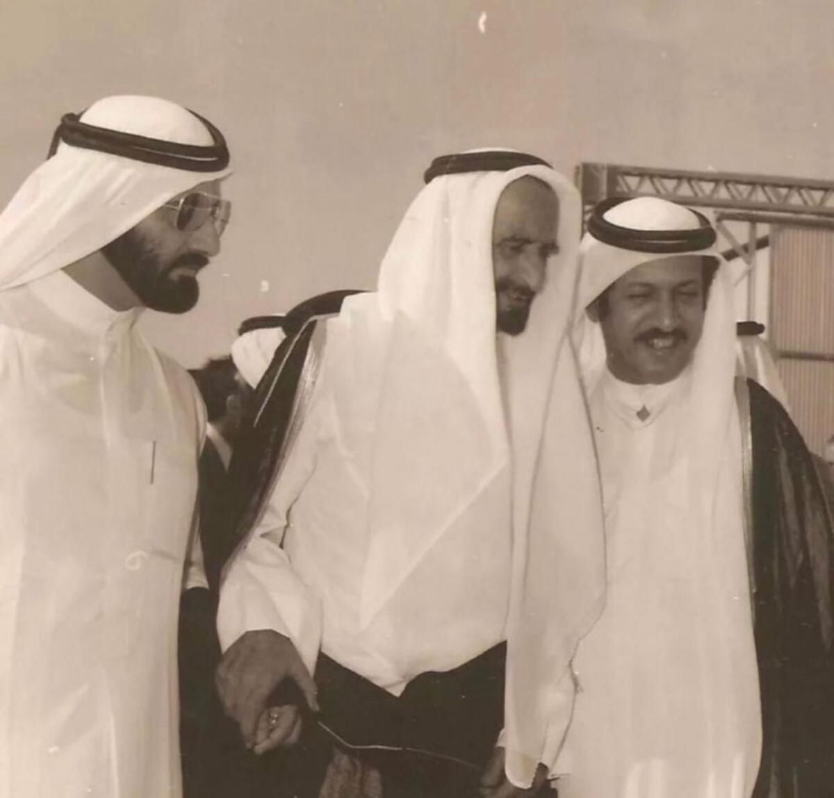Mohammed Saeed Al Mulla (R) can be seen here with late Sheikh Rashid bin Saeed Al Maktoum (C) and Sheikh Mohammed bin Rashid (L). Photo: Sheikh Hamdan/Twitter