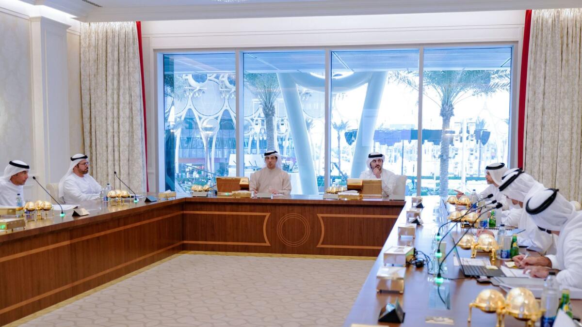 Sheikh Maktoum bin Mohammed bin Rashid Al Maktoum, Deputy Ruler of Dubai, Deputy Prime Minister, and Minister of Finance, chairing the sixth meeting of the UAE’s federal General Budget Committee. — Dubai Media Office