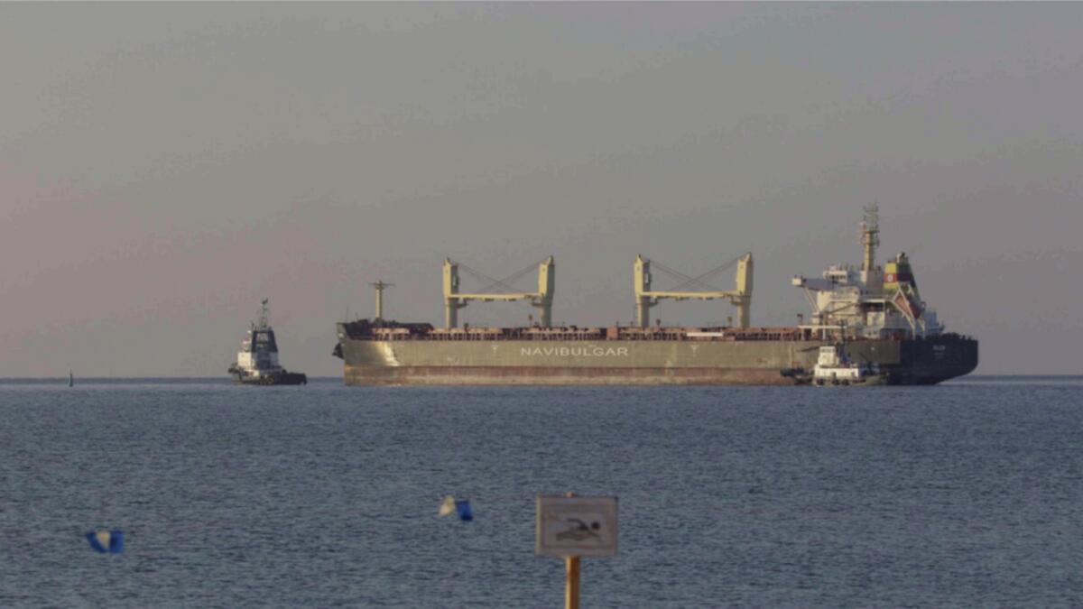The bulk carrier Rojen leaves the sea port in Ukraine's Chornomorsk after restarting grain export. — Reuters