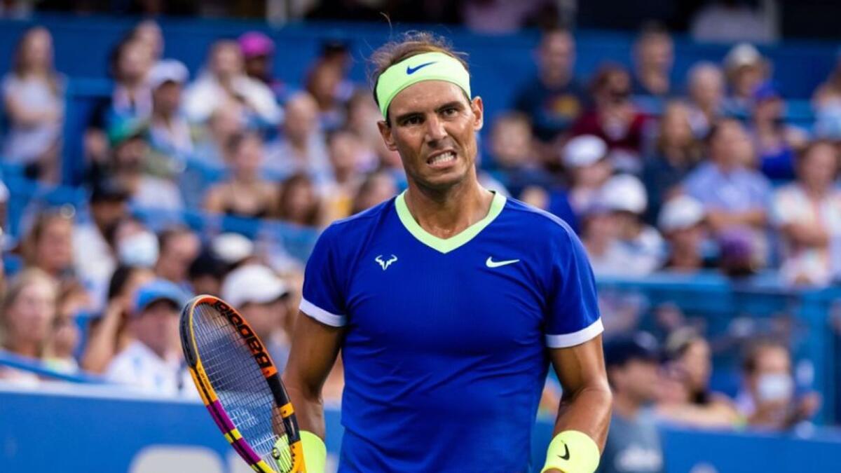 Rafael Nadal of Spain reacts during the Citi Open. (Reuters)
