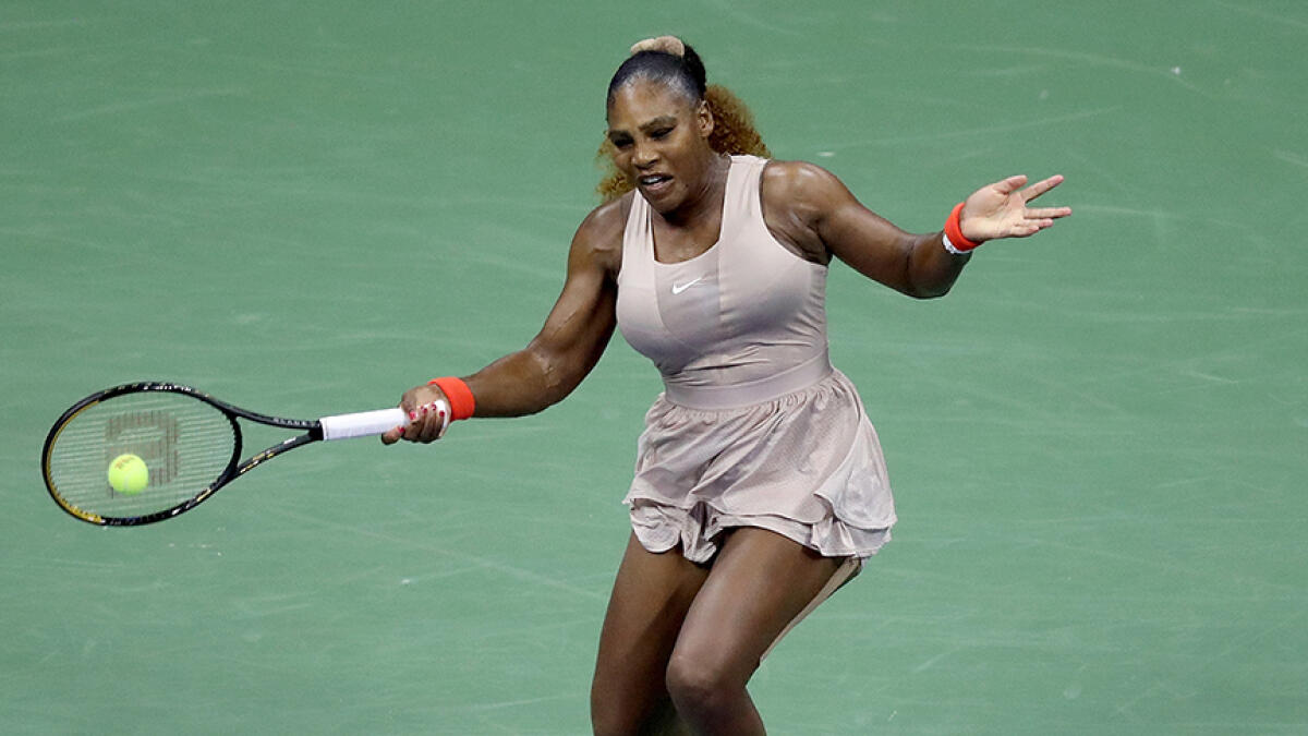 Serena Williams returns a shot during her second round match against Margarita Gasparyan of Russia on Day Four of the 2020 US Open. --AFP
