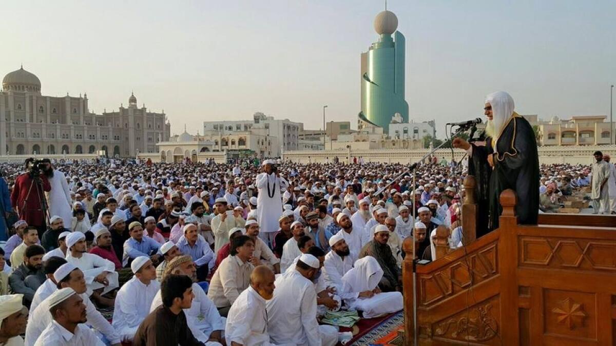 Thousands gather to offer prayers at Eid Musalla in Sharjah. Photo by M.Sajjad/ Khaleej Times