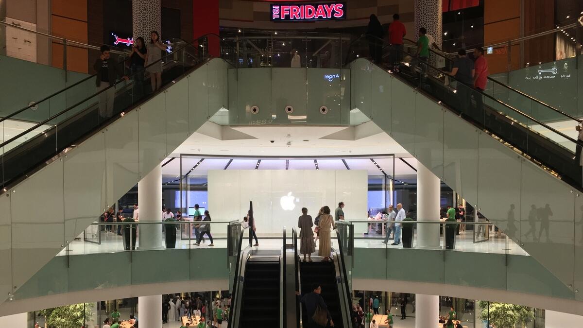 The facade of Dubai Mall's Apple Store