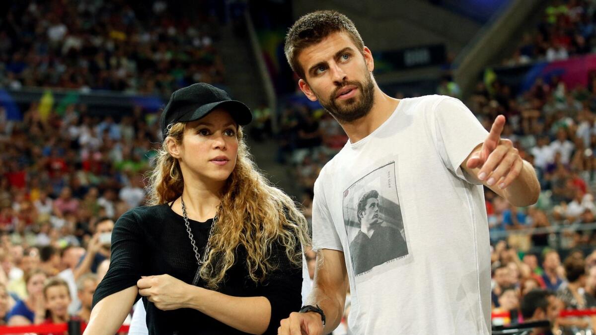 Colombian singer Shakira and her partner, Barcelona soccer player Gerard Pique in a 2014 file photo