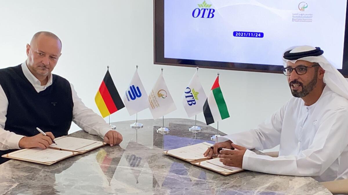 Abdullah Al Humaidan, Secretary-General of  ZHO, who signed the Memorandum of Understanding (MoU) with Karl Schmidt, General Manager of Bauerfeind ME and OTB. Supplied photo
