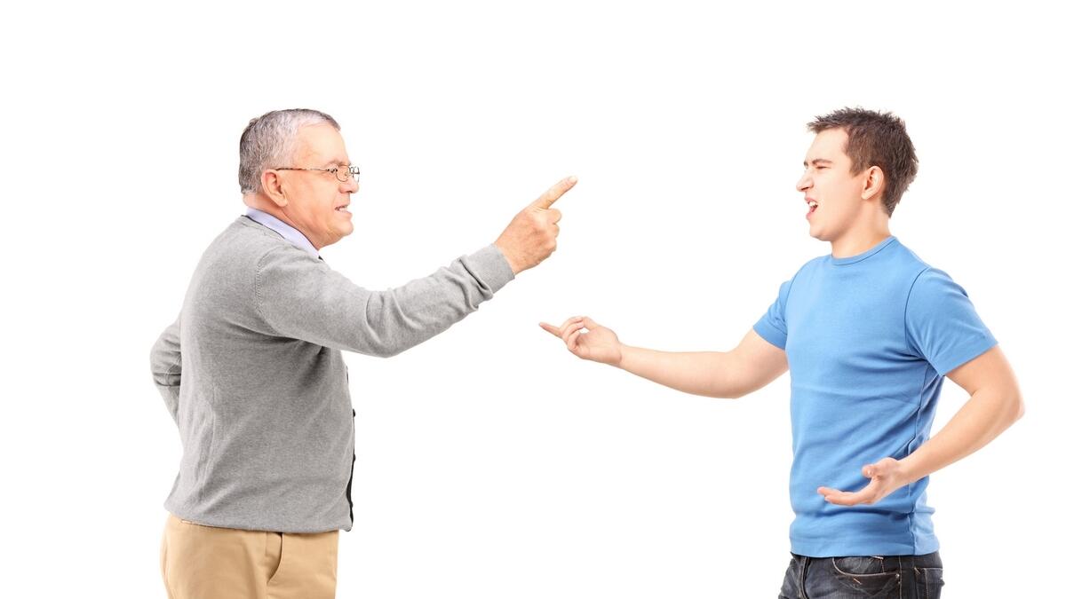 father, son, argument, son throws father out of the house, family argument