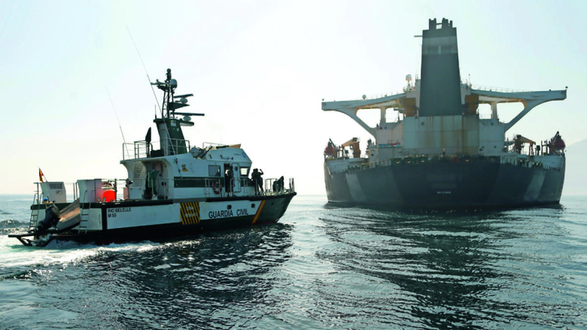 Iran tanker shifts position but still at anchor off Gibraltar