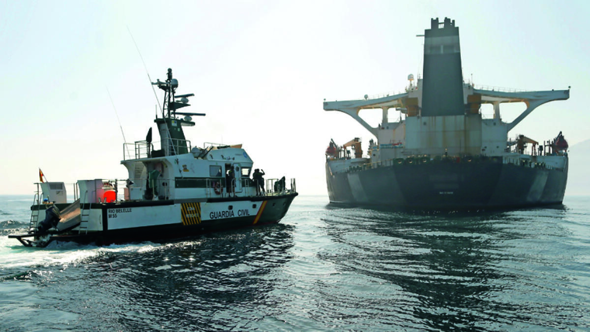Iran tanker shifts position but still at anchor off Gibraltar