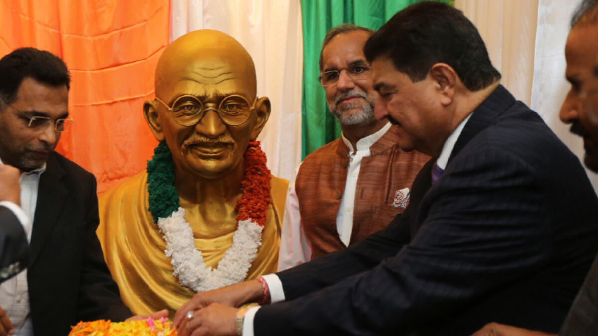 Mahatma Gandhi statue installed at Abu Dhabis India Social and Cultural Centre