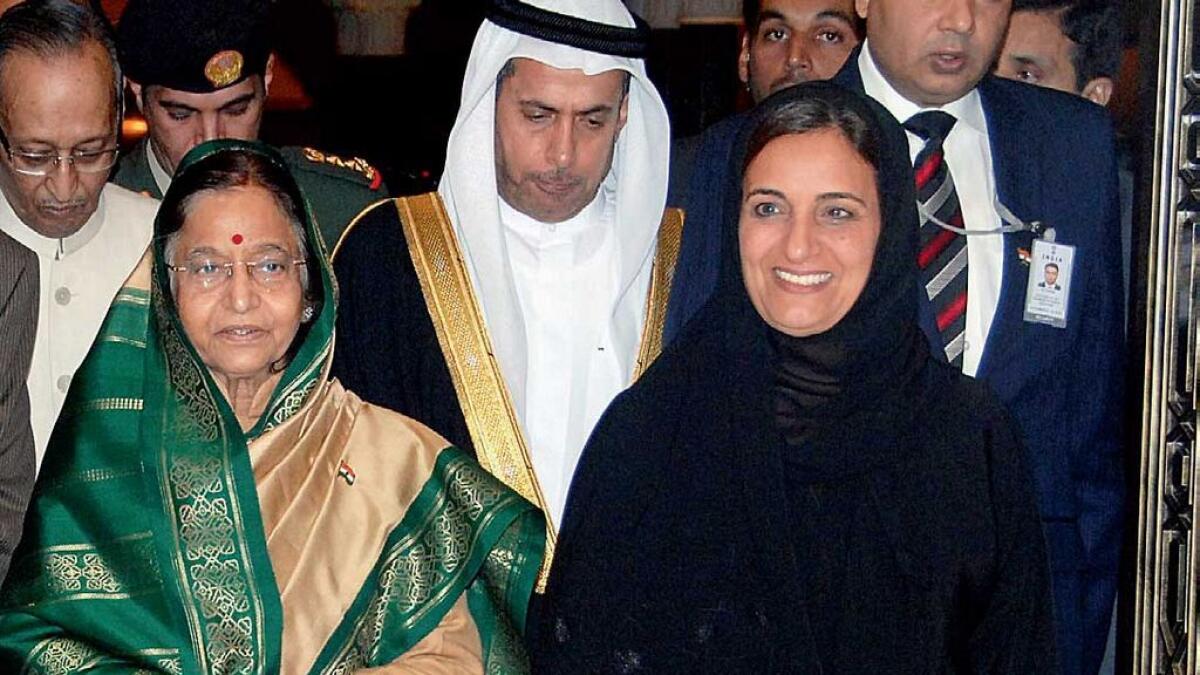  2010-Indian President Pratibha Patil with then UAE’s Minister of International Cooperation Shaikha Lubna Al Qasimi.