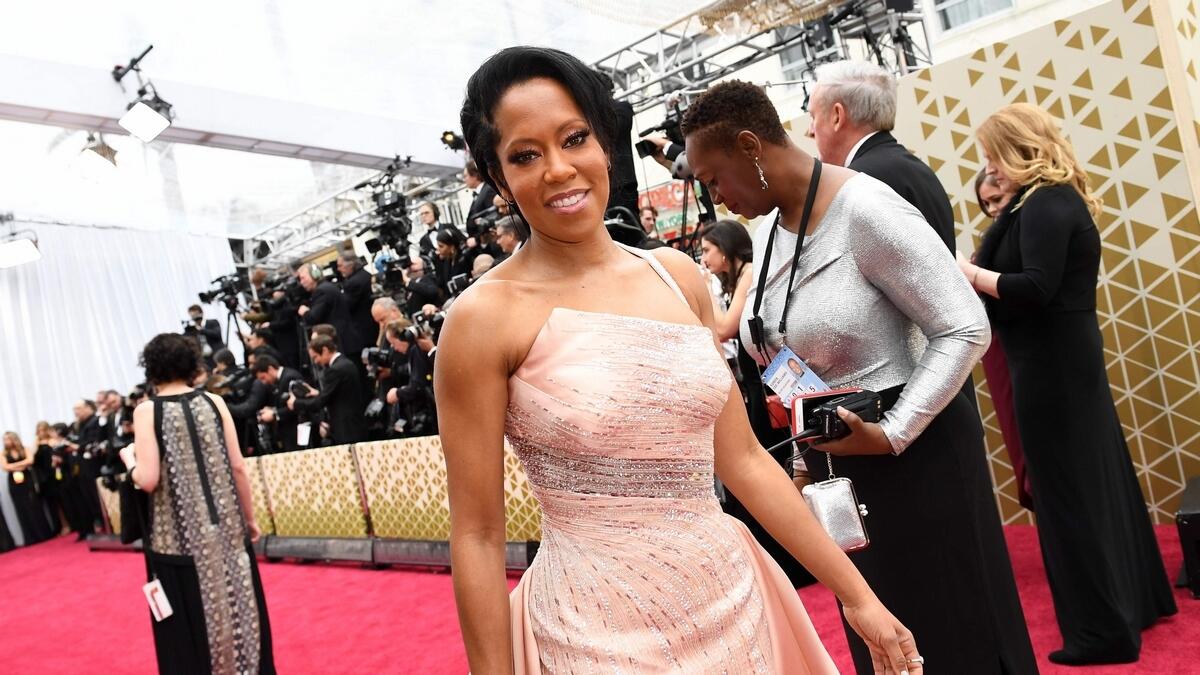 Regina King’s pale pink Versace with just the right amount of silver embellishment was a flawless fit.