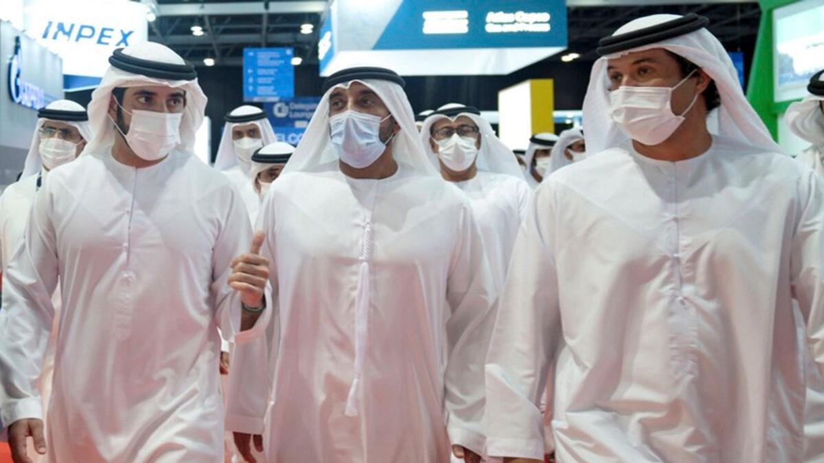 Sheikh Hamdan bin Mohammed bin Rashid Al Maktoum tours Gastech exhibition on Tuesday. — Wam