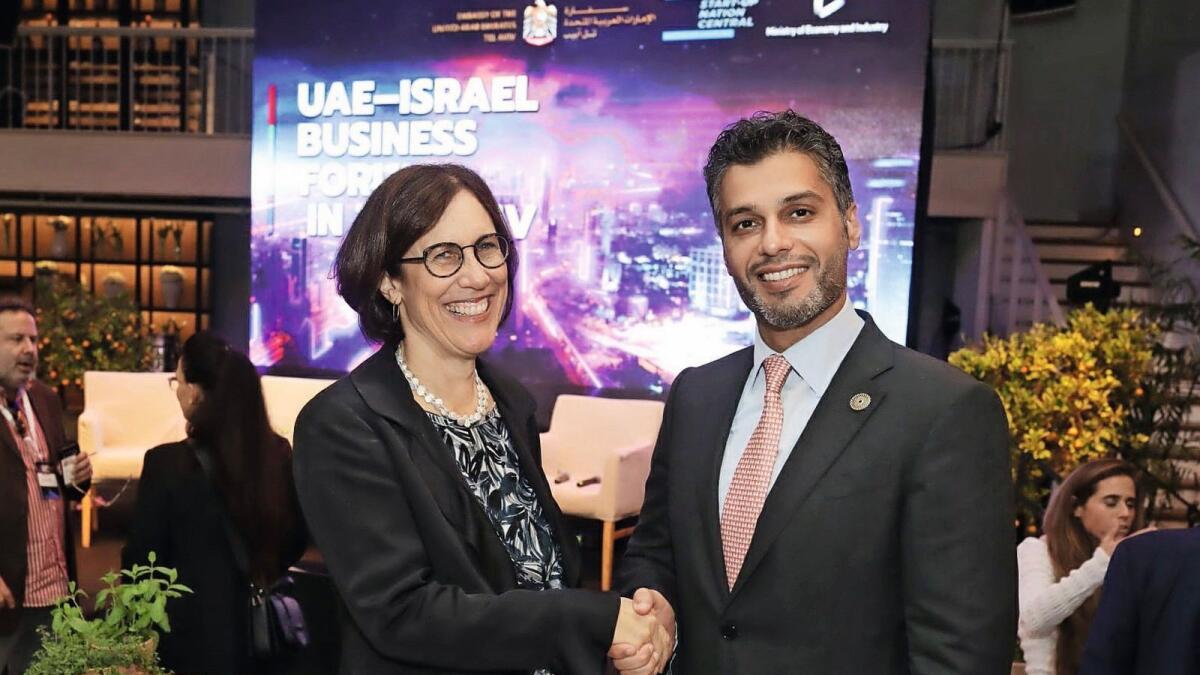 Mohamed Al Khaja , UAE Ambassador to Israel, and Wendy Singer, Executive Director at Start-Up Nation Central. — Photo courtesy:  Eran Beeri