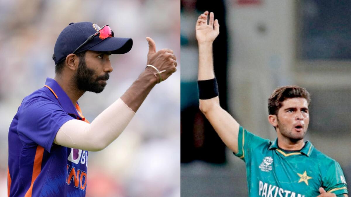 Battle of pacers: Jasprit Bumrah (left) and Shaheen Shah Afridi. (Agencies)