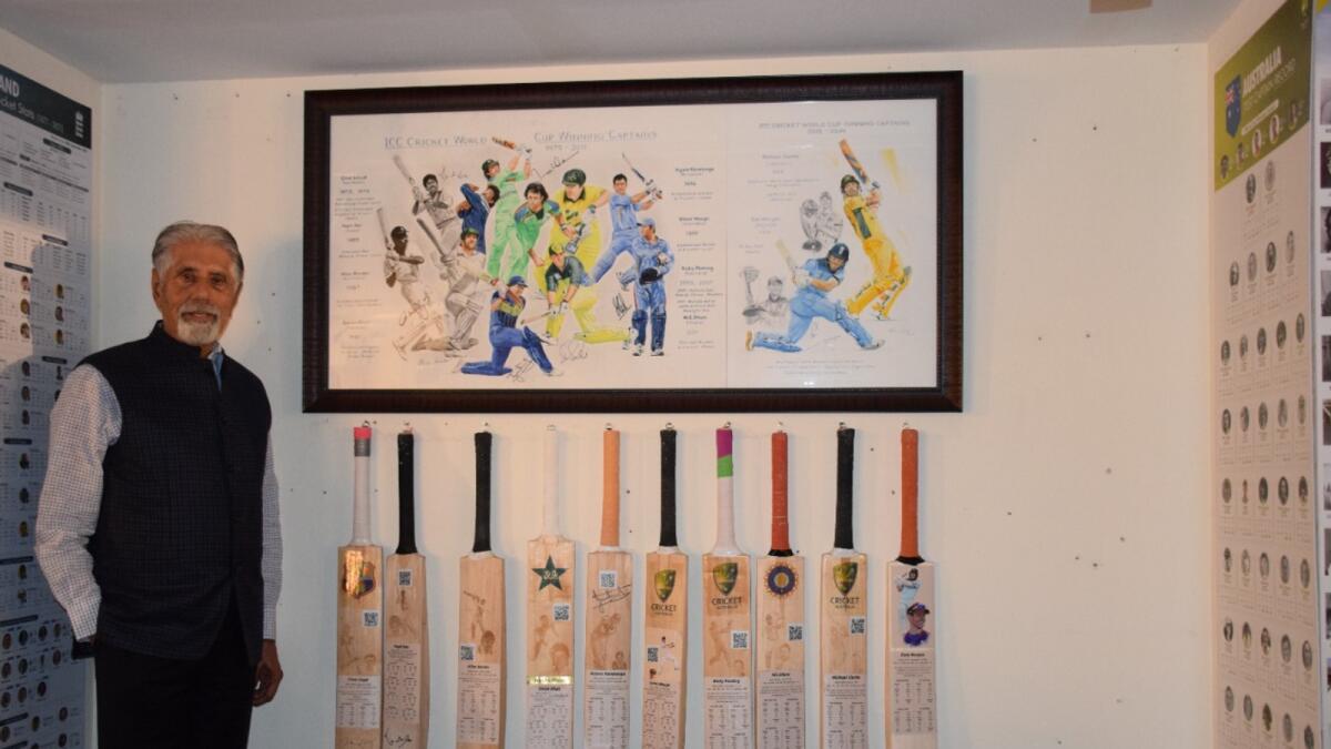 Shyam Bhatia at his cricket museum in Dubai. — Supplied photo