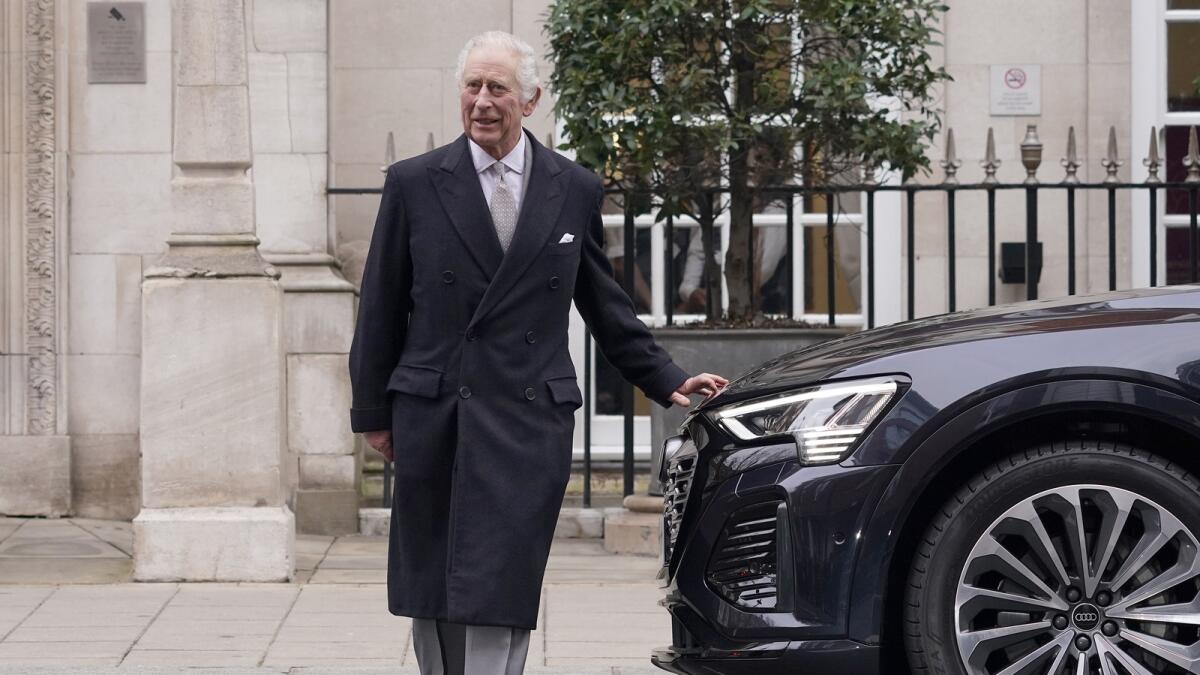 King Charles III leaves The London Clinic.