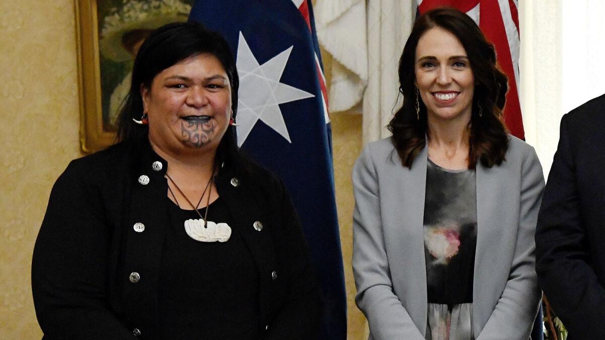 Prime Minister Jacinda Ardern (right) and Nanaia Mahuta at a function in Sydney.