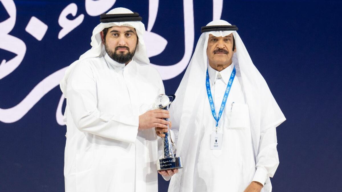 Sheikh Ahmed bin Mohammed bin Rashid Al Maktoum with Khalid bin Hamad Al Malik of the Saudi daily Al Jazirah — Photo by Shihab