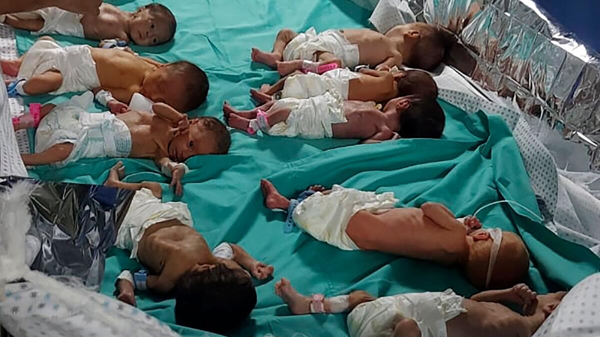 This photo released by Dr. Marawan Abu Saada shows prematurely born Palestinian babies in Shifa Hospital in Gaza City. — AP file