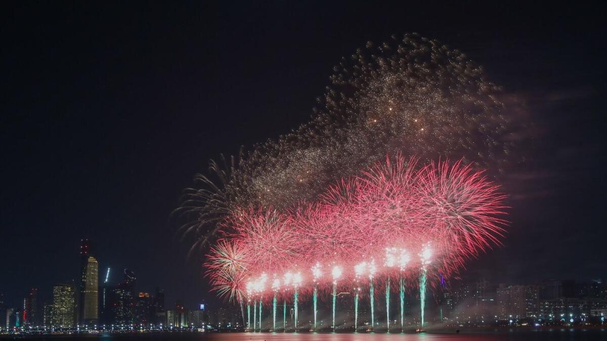 The fireworks started on Reem Island and in Al Wathba at 9pm.