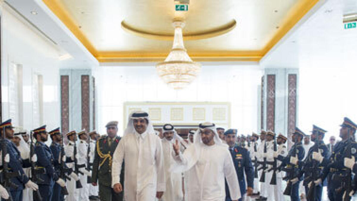 Mohammed bin Zayed, Amir of Qatar call for strengthening Arab unity