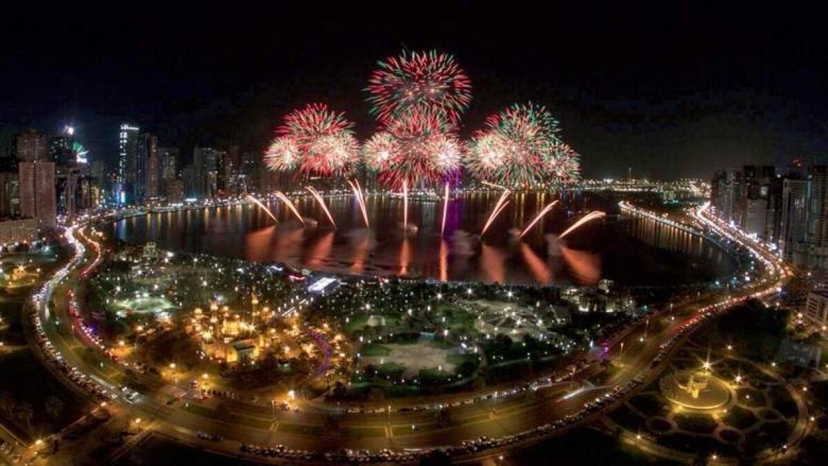 Fireworks, carnival in Sharjah on November 19