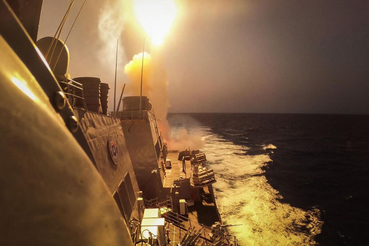 A US Navy ship in the Red Sea on October 19, 2023 shot down missiles and drones that had been fired by Iran-backed Houthi rebels in Yemen, possibly at Israel, the Pentagon said. — AFP file