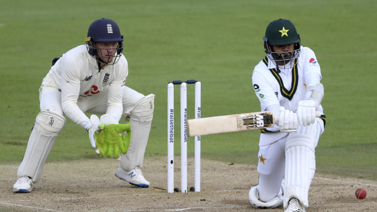 Pakistan's captain Azhar Ali bats during the third day of the third cricket Test match against England at the Ageas Bowl in Southampton, England on Sunday. - AP