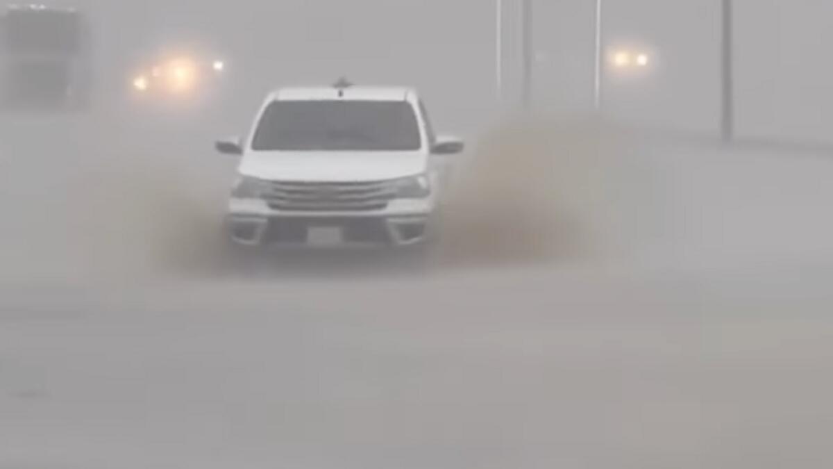 Screengrab from a video shows a flooded street in Al Wasaqah near Makkah.
