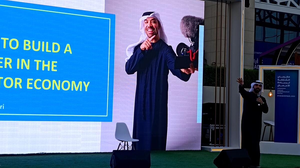 Khalid Al Ameri speaks at Sharjah Entrepreneurship Festival.