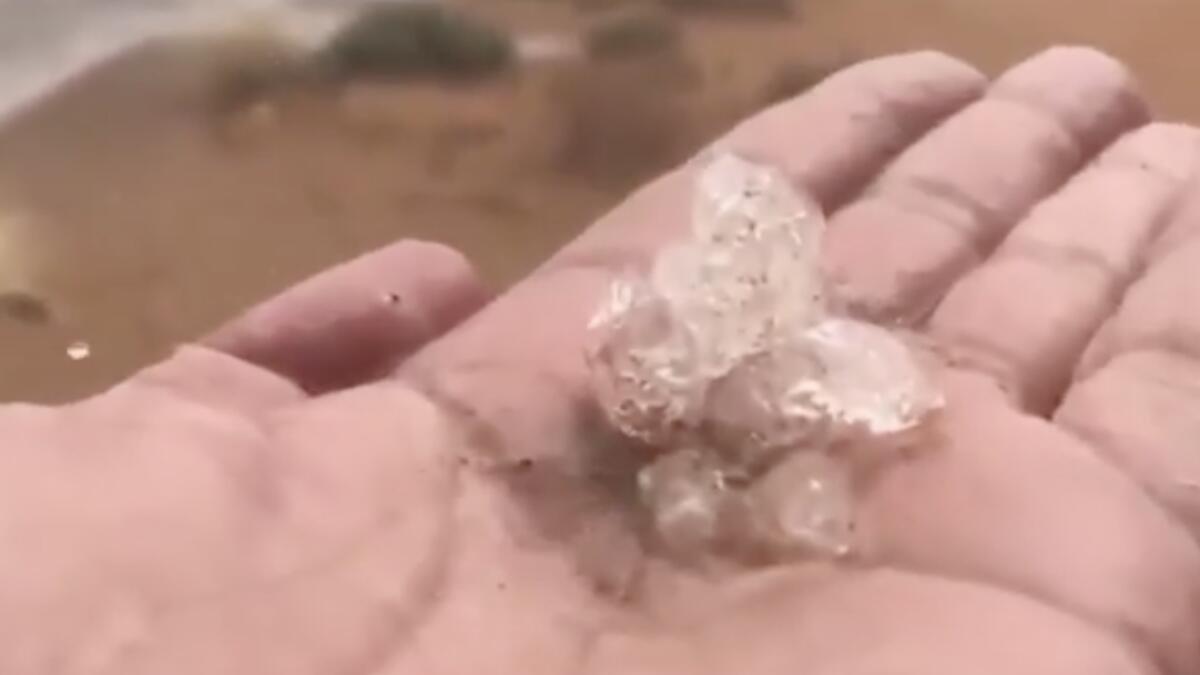 Video: Hail, rain lash areas of UAE, dust storm warning issued 