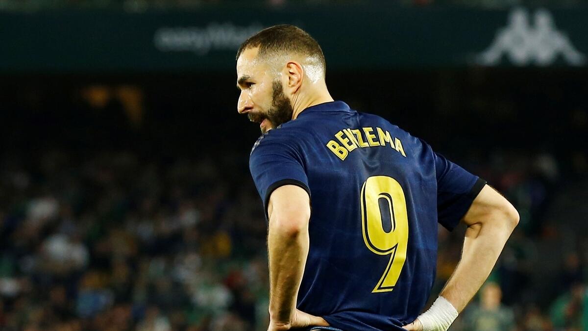 Real Madrid's Karim Benzema reacts after the defeat to Real Betis. (Reuters)