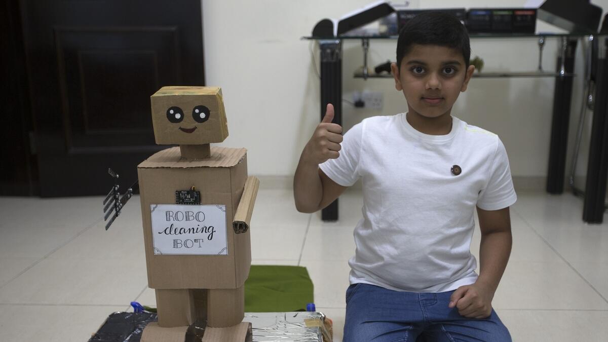 UAE-based, Putsala Harshith, whiz kid, eco-robot, showcase, Expo 2020, Expo 2020 Visitor Centre, Bright Riders School Abu Dhabi
