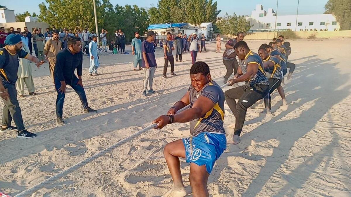 The tug of war competition saw participation of 525 labourers from 35 company teams.