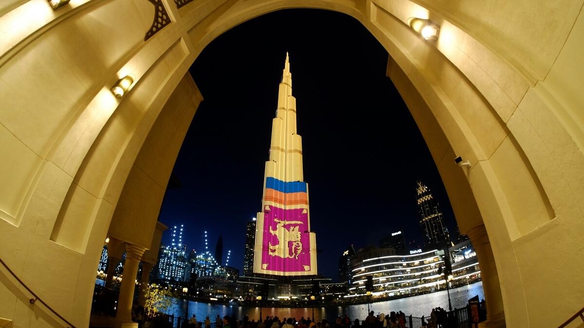 Dubai's Burj Khalifa pay tribute to Sri Lanka on Thursday evening, April 24, 2019.-Photo by Shihab/Khaleej Times