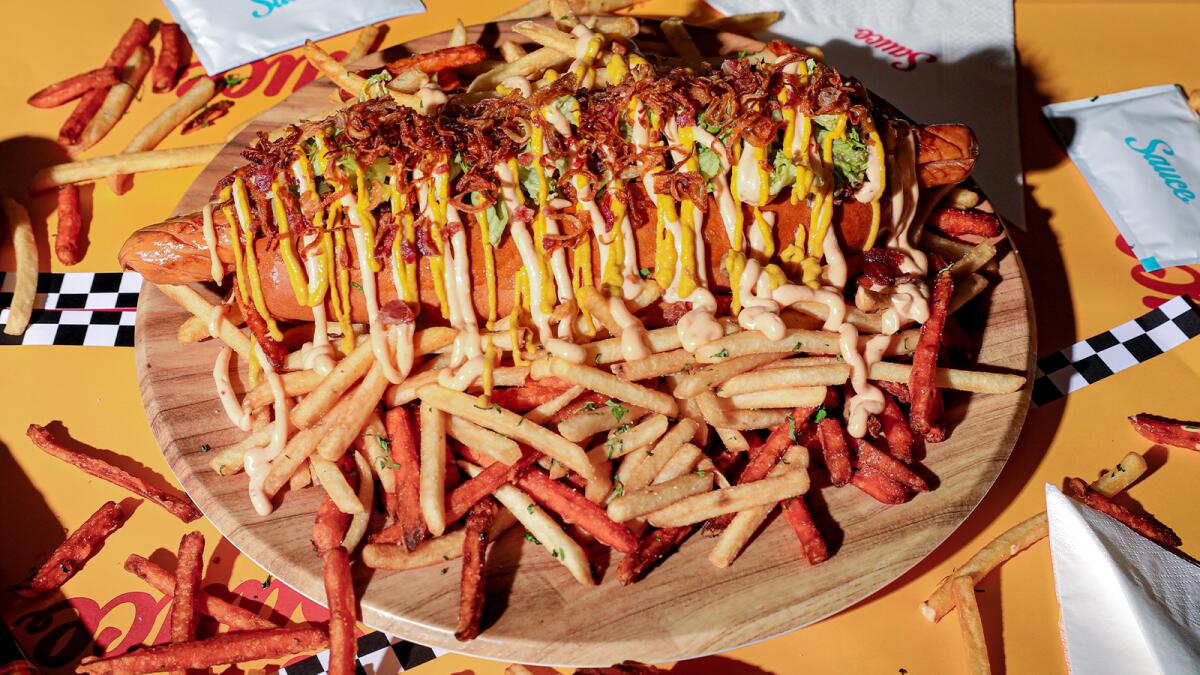 Can you eat a giant hot dog? At Sauce in Al Habtoor City this Saturday the American diner is hosting its first ever hot dog eating competition, from 1pm - midnight. Finish a giant hot dog of your choice of meat in under 30 minutes and it’s free.