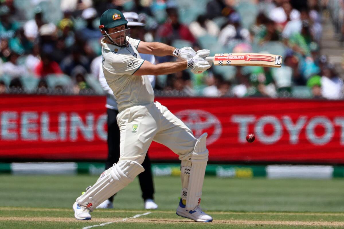 Australia's Mitchell Marsh bats against Pakistan during the third day of thee second cricket Test match in Melbourne. - AP